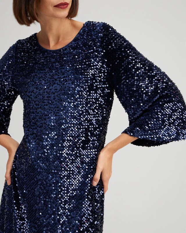 Velvet Sequin Bell Sleeve Dress - image 4